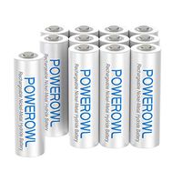 AAA Rechargeable Batteries, POWEROWL High Capacity Triple A Batteries 1000mAh 1.2V NiMH Low Self Discharge HR03, 12 Pack