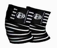 Gymreapers Knee Wraps (Pair) with Straps for Squats, Weightlifting, Powerlifting, Leg Press, and Cross Training - Flexible 72" Knee Wraps for Squatting - for Men & Women - 1 Year Warranty (White)