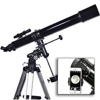 AstroQuest 90mm Refractor Telescope With Universal Smartphone Camera Adapter (Black)