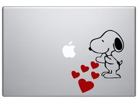 Snoopy Love Hearts - Cartoon Decal Vinyl Removable Decorative Sticker for Wall, Car, Ipad, Macbook, Laptop, Bike, Helmet, Small Appliances, Music Instruments, Motorcycle, Suitcase, 5.5" (black & Red)