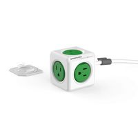 Allocacoc, PowerCube |Extended|, 5 outlets, 5 feet cable, Mounting dock, Surge Protection, Childproof Sockets, ETL Certified (Green)