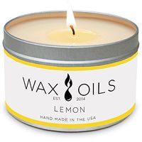 Wax and Oils Soy Wax Aromatherapy Scented Candles (Lemon) 8 Ounces. Single