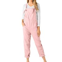 Women Overalls Jumpers Pockets Jumpsuits Pants Romper Long Loose Working Trousers Hemlock (S, Pink)