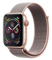 APPLE Watch 4 44MM Gold Aluminum CASE with Pink Sand Sport Loop (Renewed)