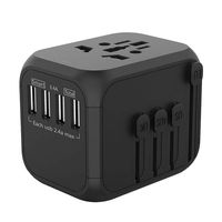 Universal International Travel Adapter with Auto-Reset Fuse, 4 High Speed Smart USB Ports, AC Plug Compatible with 200+ Countries