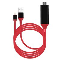 Compatible with iPhone iPad to HDMI Adapter Cable, 1080P Digital AV HDMI Adaptor Connector Cord for iPhone Xs Max XR X 8 7 6 Plus iPad Pro Air Mini iPod - Plug and Play(Red)