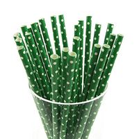 Homeford Firefly Imports Small Dots Paper Straws, 7-3/4-Inch, 25-Pack, White/Green, 7-3/4"