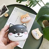 2 Pack Cute Contact Lens Cases, Shiba Inu Contact Lens Soak Storage Box, Portable Pink Contact Lens Holder with Tweezers for Travel Kit (Black)