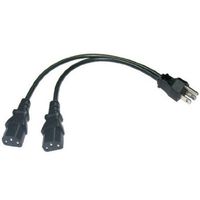 Conntek 06210 V-Cable 12-Inch 1 to 2 Outlet V Power Equalizer IEC 320 C13 Computer/Monitor/Projector Power Cord