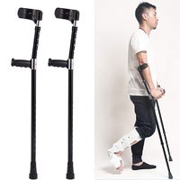 Health Black Crutches with Grip and Comfort Handle - Aluminum Alloy Forearm Crutch Assistance, Lightweight Walking Aid,A,2PCS