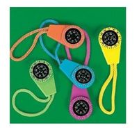 Neon Compass On Cord (1 Dozen) - Bulk Novelty Toy
