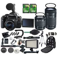 Canon EOS Rebel T6i DSLR Camera Bundle with Canon EF-S 18-55mm f/3.5-5.6 is STM Lens + Canon EF-S 55-250mm f/4-5.6 is STM Lens + 2pc 32 GB SD Cards + Microphone + LED Light