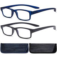 Reading Glasses Neck Hanging Men-2 Pair Blue Light Blocking Computer Glasses Lightweight Spring Hinge +2.0 TR Flexible Women Reader