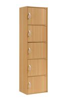 HODEDAH IMPORT 5-Shelf Bookcase Cabinet, Beech
