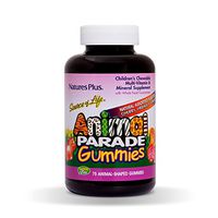 NaturesPlus Animal Parade Source of Life Gummies - Natural Orange, Grape and Cherry Flavors - 75 Animal Shaped Gummies - Whole Food Kid's Multivitamin - Gluten-Free - 37 Servings