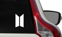 BTS New Logo Car Die Cut Vinyl Decal Bumper Sticker for Car Truck Auto Windshield Wall Window Ipad Tablet MacBook Laptop Computer Home Custom and More (White)