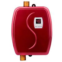 Mini Tank Water Heater Fast Heating Intelligent Temperature Instant Electric Hot Water Faucet for Kitchen and Bathroom (US -RED-110V)