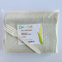Ode To Earth Disposable Forks 100% COMPOSTABLE Biodegradable Cornstarch Non-Plastic (CPLA) Utensils/Cutlery/Flatware - 100 7” Large Heavy Duty Forks
