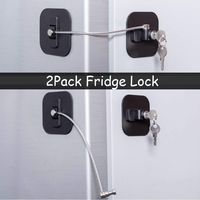 Fridge Lock,Refrigerator Lock with Keys, Freezer Lock and Child Safety Cabinet Lock with Strong Adhesive (Fridge Lock-Black 2Pack)