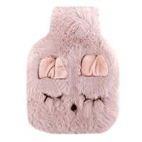 Sun Kea Classic Rubber Hot Water Bag Hot Water Bottle Menstrual Pain Relief Warm Bag Cute Cartoon Plush Cover,Pink Bunny