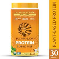 Sunwarrior - Classic Plus, Vegan Protein Powder with Peas & Brown Rice, Raw Organic Plant Based Protein, Vanilla, 30 Servings