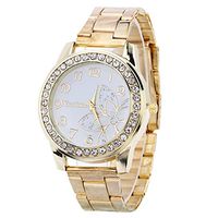 Fxbar,Unisex Diamond Analog Wrist Watch Casual Quartz Crystal Bracelet Watches Fashion Design(Gold)