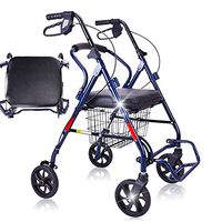 FKYTH Foldable Rolling Walker with Comfort Leather Rest Seat and Brakes, Lightweight 3 Adjustable Handle Height Elderly Shopping Cart