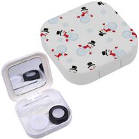 Portable Contact Lens Case Box Travel Kit Mirror + Bottle + Tweezers Container Holder [ Christmas Snowman ]