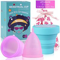 Menstrual Cups 2-Large Cups for Heavy Flow Soft and Reusable Period Cup FDA Approved Medical Grade Silicon Tampons and Pads Alternative Purple&Pink