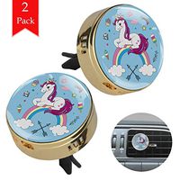 Unicorn pink heart two gold air freshener aromatherapy essential oil diffusers for car vent clip portable with four refill pads 1.33x1.83in