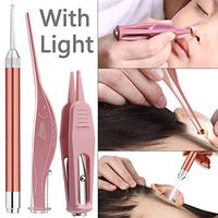 Gplveoq Ear Spoon,Ear Spoon Digger,Tweezers for Ear,Nose Cleaning Pick Nipper,3 Pcs Ear Wax Removal Tools with LED Light