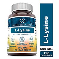 Nutri Essentials L-Lysine - 500mg Amino Acid Vitamin 120 Capsules - Commonly Used for Cold Sores, Immune Support, Respiratory Health & More