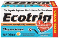 Ecotrin Safety Coated Enteric Aspirin, 81 mg Low Strength Tablets-365 ct. (Pack of 3)