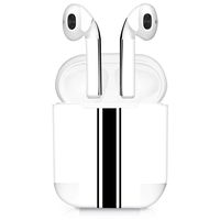 kwmobile Set of Stickers for Apple AirPods - 7X Apple Earphones Sticker Adhesive Decal Skin - Rally Stripe Black/White
