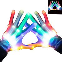 AULIN LED Gloves, LED Skeleton Hand Gloves with 6 Lighting Mode Toys Rave Gloves for Kids&Adults Party Halloween/Christmas/Birthday Gift (Multicolor)