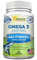 Pure Omega 3 Fish Oil Supplement (180 Softgels Lemon Flavor) 2400mg Max Strength, High Potency EPA & DHA, Natural Omega-3 Fatty Acids, Burpless Liquid Capsule Pills for Brain Joints Eyes Heart Health