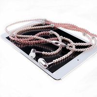 Fashionable Jewelry pearl Necklace Stereo Earphones with Microphone Beads 3.5mm In-ear Headphone Connect to Ipod, Iphone, Droid, Blackberry, Mp3 Player and All 3.5mm Audio Devices - Pink