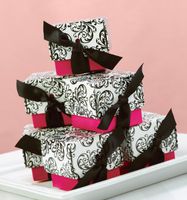 Fuchsia Filigree Ribbon Favor Boxes