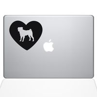 The Decal Guru Heart Pug MacBook Decal Vinyl Sticker - 13" MacBook Pro (2016 & Newer) - Black (1332-MAC-13X-BLA)