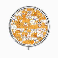 Udoosun Funny Cats Custom Personlized Round Tablet Medicine Pocket Purse Travel Pill Vitamin Decorative Box Case Holder