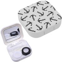 Portable Contact Lens Case Box Travel Kit Mirror + Bottle + Tweezers Container Holder [ Anchor Helm Boat ]