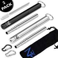 Metal Straw Collapsible Reusable Set - Best Drinking Straws with Cleaning Brush Aluminium Case Keyring Carry Bag 2 PACK 9 Inch Portable Ecofriendly Stainless Steel Metalstraw Rose Gold Dishwasher Safe