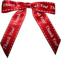 BAYWIND LTD; 4" - Thank You!- Twist Tie Bows- 50pc (Red)