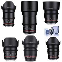 Rokinon Cine DS Lens Kit for Sony E-Mount Consists of 16mm T3.1 WA, 24mm T1.5 Lens, 35mm T1.5 Lens, 50mm T1.5 Lens, 85mm T1.5 Lens, 135mm T2.2, Cleaning Kit