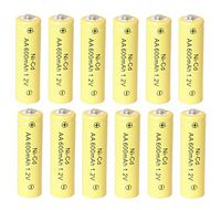 12pcs AA 2A 600mAh 1.2V Rechargeable Battery Cell for Garden Solar Light Yellow USA