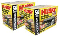 Husky 42 Gallon Contractor Clean-Up 3-Mil Trash Bags (100 Pack: 2 sets of 50)