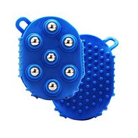 ROSENICE Glove Bath Brush Massage with 7 Metal Roller Ball Handheld Body Massager for Relieving Pain (Blue)