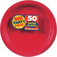Apple Red Dinner Paper Plates Big Party Pack, 50 Ct.