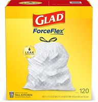 Glad Tall Kitchen Drawstring Trash Bags - 13 Gallon White Trash Bag - 120 Count