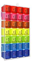 7 Days Pill Organizer Tablet Box Weekly Medication Case Daily AM Morning Noon PM Night Backup Container Compartments Detachable Dispenser (28 Compartments)
